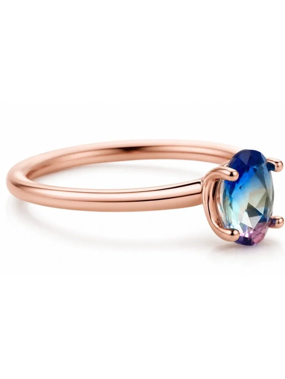 Created 1.05 Cts Tourmaline Ring 14k Rose Gold Plated (.925)
